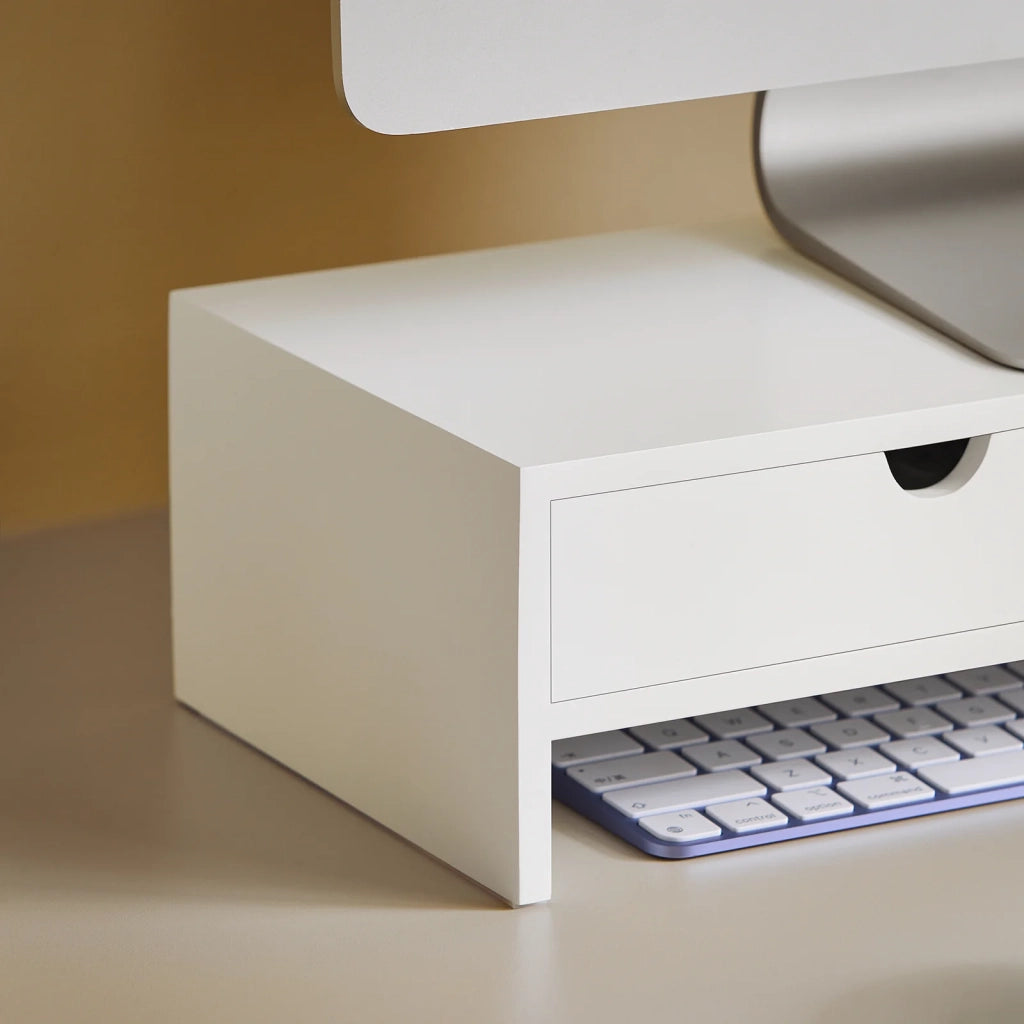 Supporto Monitor pc da scrivania Organizer scrivania Altezza 11 cm Bianco BBF02-W
