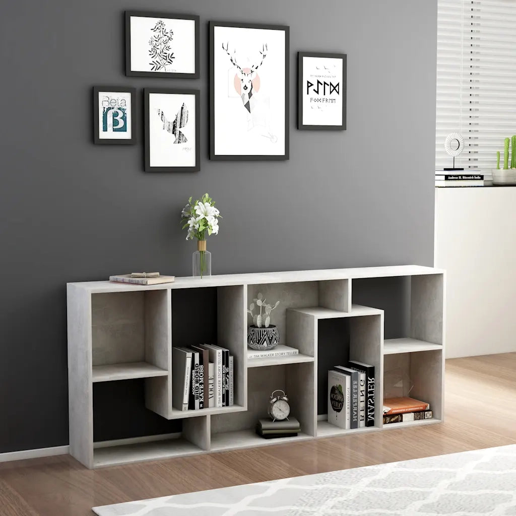 Libreria-Scaffale per Libri-Mobile di Stoccaggio Grigio Cemento 67x24x161 cm in Legno Multistrato