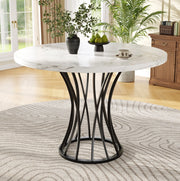 Tavolo da pranzo 80x80x76 cm in MDF effetto marmo e metallo
