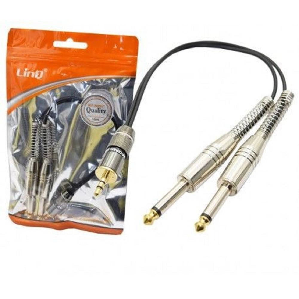 Trade Shop - Cavo Adattatore Audio Da Jack 3,5mm Maschio A 2 Jack 6,35mm Maschio 30cm Kl-9244 -