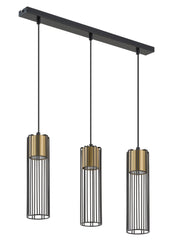 Lampada sospesa industriale nero oro 3xGU10 Fobia Sigma