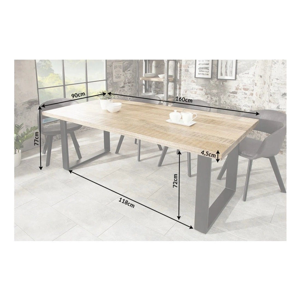 Tavolo da pranzo LODEN 160 cm – Piano in legno massello di mango e gambe in metallo nero