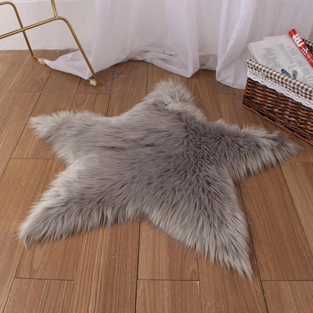 Trade Shop - Tappeto Cute Stella Pelliccia Fluffy Vari Colori Living Stanza Da Letto 90x90 Cm -