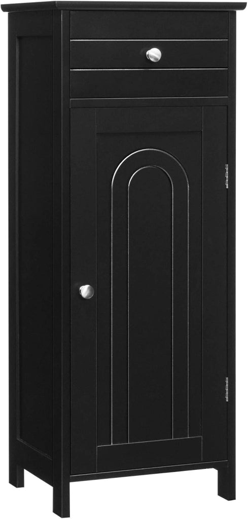 Armadio da Terra per Bagno, Mobile Armadietto con Cassetto, in MDF (E1) di Alta Qualità (Nero)