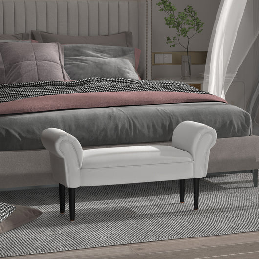 Easycomfort Panca Fondo Letto con Braccioli Arrotolati, Panca Imbottita per Camera da Letto, Grigio, 102x36x51cm