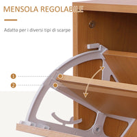 Easycomfort Set Mobili Ingresso Moderno con Scarpiera e Specchio, Appendiabiti da Ingresso con 6 Ganci, 2 Ripiani Regolabili e Cassetti in Legno per Corridoio, 90x24x177 cm, Legno