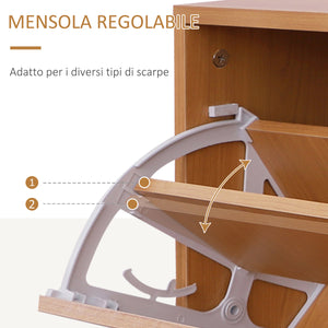 Easycomfort Set Mobili Ingresso Moderno con Scarpiera e Specchio, Appendiabiti da Ingresso con 6 Ganci, 2 Ripiani Regolabili e Cassetti in Legno per Corridoio, 90x24x177 cm, Legno