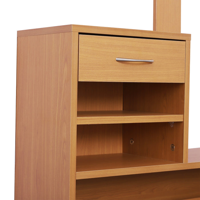 Easycomfort Set Mobili Ingresso Moderno con Scarpiera e Specchio, Appendiabiti da Ingresso con 6 Ganci, 2 Ripiani Regolabili e Cassetti in Legno per Corridoio, 90x24x177 cm, Legno