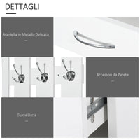 Easycomfort Set Mobili Ingresso Moderno con Scarpiera e Specchio, Appendiabiti da Ingresso con 6 Ganci, 2 Ripiani Regolabili e Cassetti in Legno per Corridoio, 90x24x177 cm, Bianco