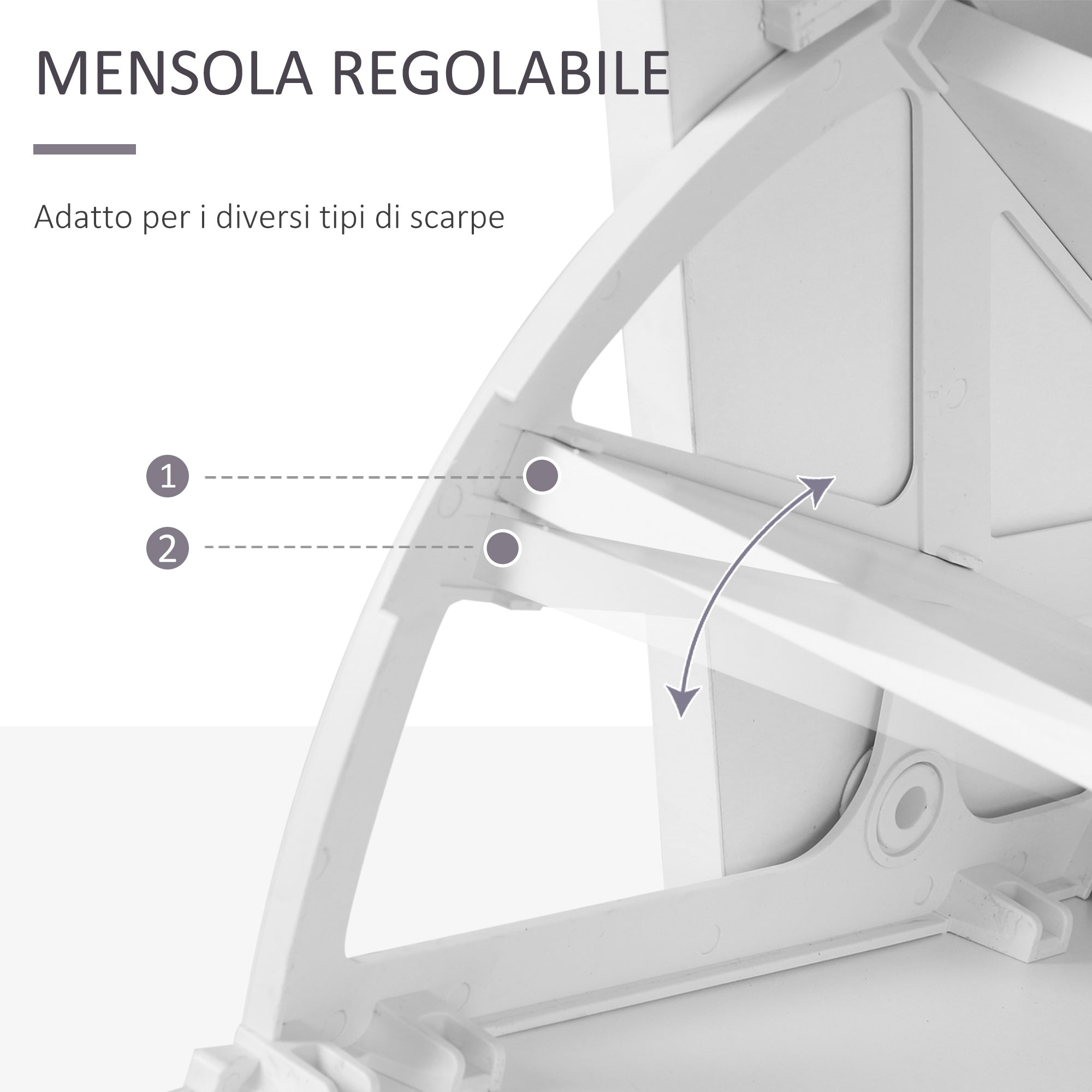 Easycomfort Set Mobili Ingresso Moderno con Scarpiera e Specchio, Appendiabiti da Ingresso con 6 Ganci, 2 Ripiani Regolabili e Cassetti in Legno per Corridoio, 90x24x177 cm, Bianco