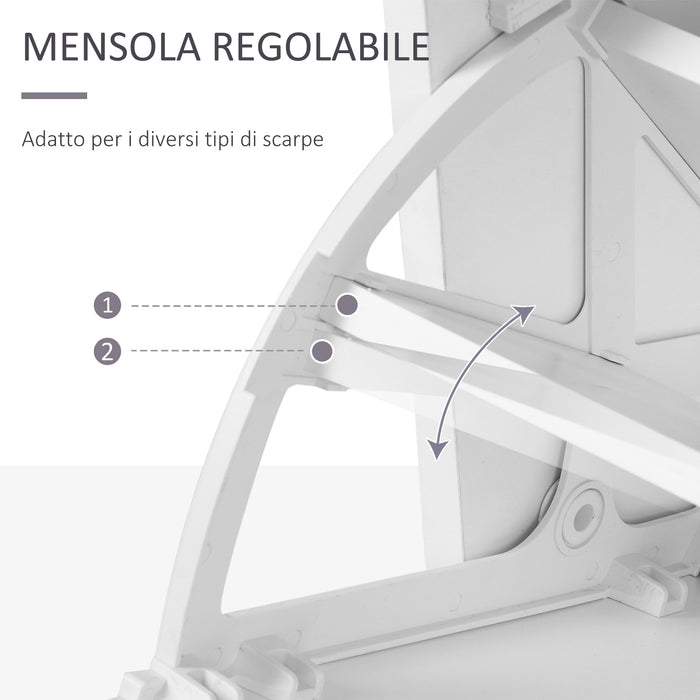 Easycomfort Set Mobili Ingresso Moderno con Scarpiera e Specchio, Appendiabiti da Ingresso con 6 Ganci, 2 Ripiani Regolabili e Cassetti in Legno per Corridoio, 90x24x177 cm, Bianco
