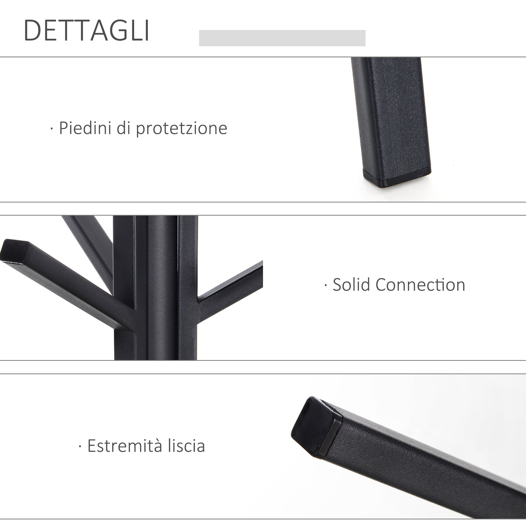 Easycomfort Appendiabiti da Terra Verticale Moderno per Ingresso, 45x45x180cm, Nero