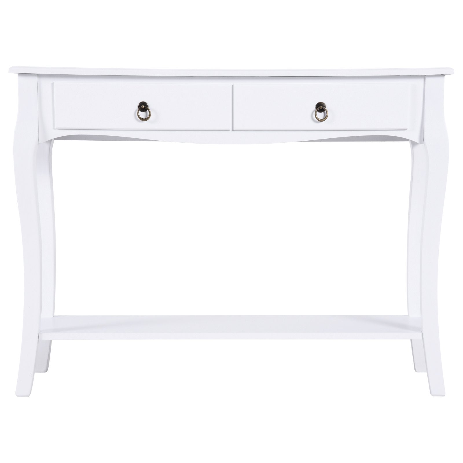 Easycomfort Mobiletto Tavolo Consolle da Ingresso Moderno con 2 Cassetti Casa Legno 100 × 33 × 75cm Bianco