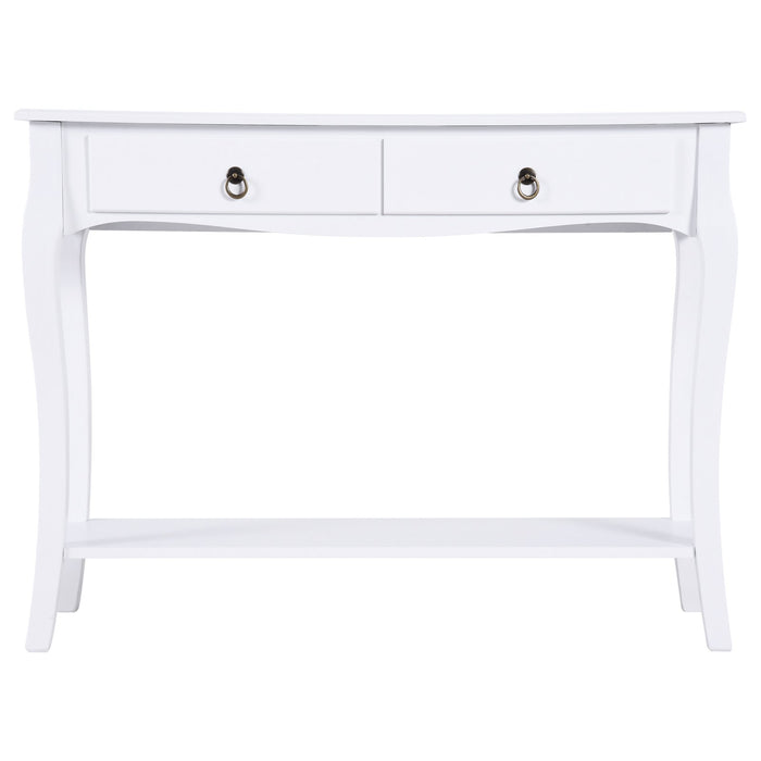 Easycomfort Mobiletto Tavolo Consolle da Ingresso Moderno con 2 Cassetti Casa Legno 100 × 33 × 75cm Bianco