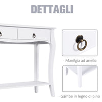 Easycomfort Mobiletto Tavolo Consolle da Ingresso Moderno con 2 Cassetti Casa Legno 100 × 33 × 75cm Bianco