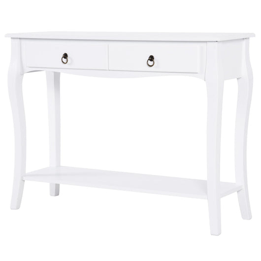 Easycomfort Mobiletto Tavolo Consolle da Ingresso Moderno con 2 Cassetti Casa Legno 100 × 33 × 75cm Bianco