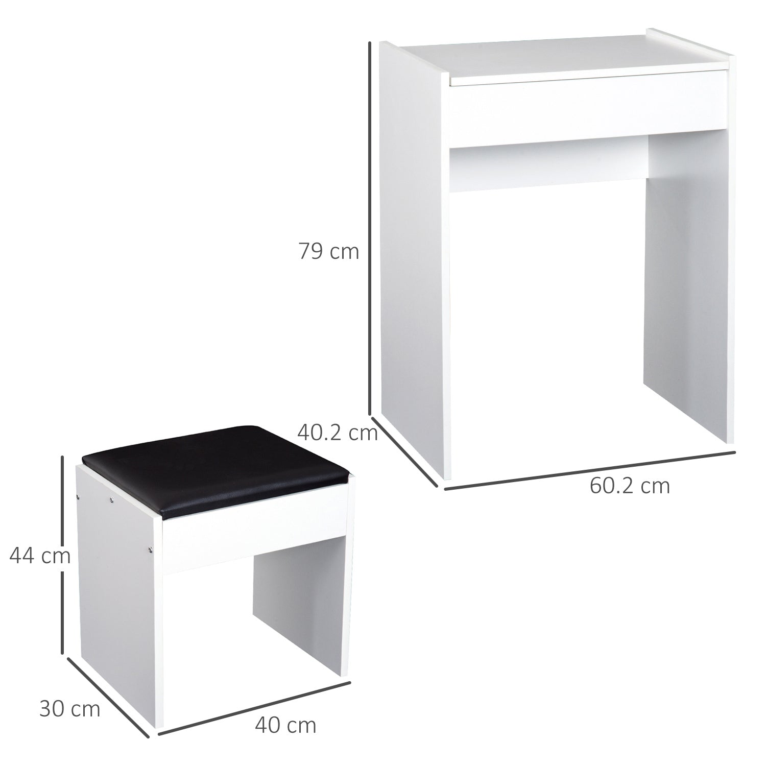 Easycomfort Tavolo da Trucco con Specchio Richiudibile, Tavolo da Trucco Moderno, con Sgabello, Vano Contenitore (10 Scomparti), MDF Bianco, 60.2 x 40.2 x 79cm