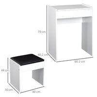 Easycomfort Tavolo da Trucco con Specchio Richiudibile, Tavolo da Trucco Moderno, con Sgabello, Vano Contenitore (10 Scomparti), MDF Bianco, 60.2 x 40.2 x 79cm