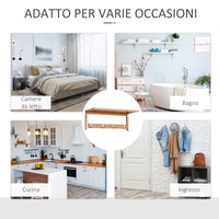 Easycomfort Appendiabiti con Mensola Attaccapanni a Parete con Ripiano Bambù 50 × 16 × 17.5cm
