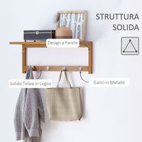 Easycomfort Appendiabiti con Mensola Attaccapanni a Parete con Ripiano Bambù 50 × 16 × 17.5cm