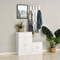 EASYCOMFORT  Mobile per Ingresso con Scarpiera e Appendiabiti in Legno Bianco, 100x32x187cm