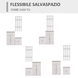EASYCOMFORT  Mobile per Ingresso con Scarpiera e Appendiabiti in Legno Bianco, 100x32x187cm