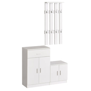 EASYCOMFORT  Mobile per Ingresso con Scarpiera e Appendiabiti in Legno Bianco, 100x32x187cm