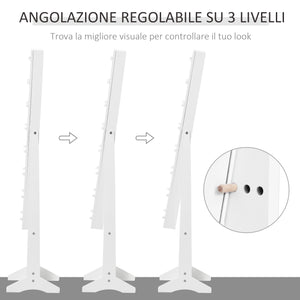 EasyComfort Armadietto Portagioie con Specchio Regolabile e Luci LED Bianco Caldo, 36x30x136 cm