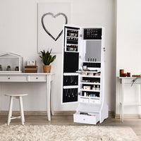 EasyComfort Armadio Portagioie Specchiera con Luci a LED Bianco 45x36x150cm