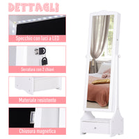 EasyComfort Armadio Portagioie Specchiera con Luci a LED Bianco 45x36x150cm