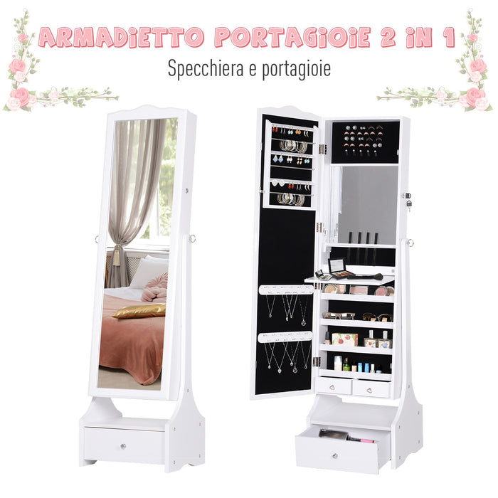 EasyComfort Armadio Portagioie Specchiera con Luci a LED Bianco 45x36x150cm