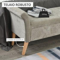 Easycomfort Panca Fondoletto con Vano Contenitore in Stile Vintage, Pouf imbottito, Panca per Ingresso e Camera con Braccioli, Grigio