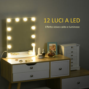 Easycomfort Specchio da Tavolo Professionale per Makeup con 12 Luci a LED Dimmerabili e Interruttore Touch in Stile Vintage