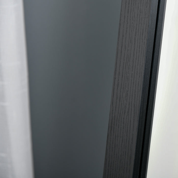 Easycomfort Specchio da Terra e Parete con Supporto Richiudibile e Cornice in MDF, 37x48x152cm, Nero