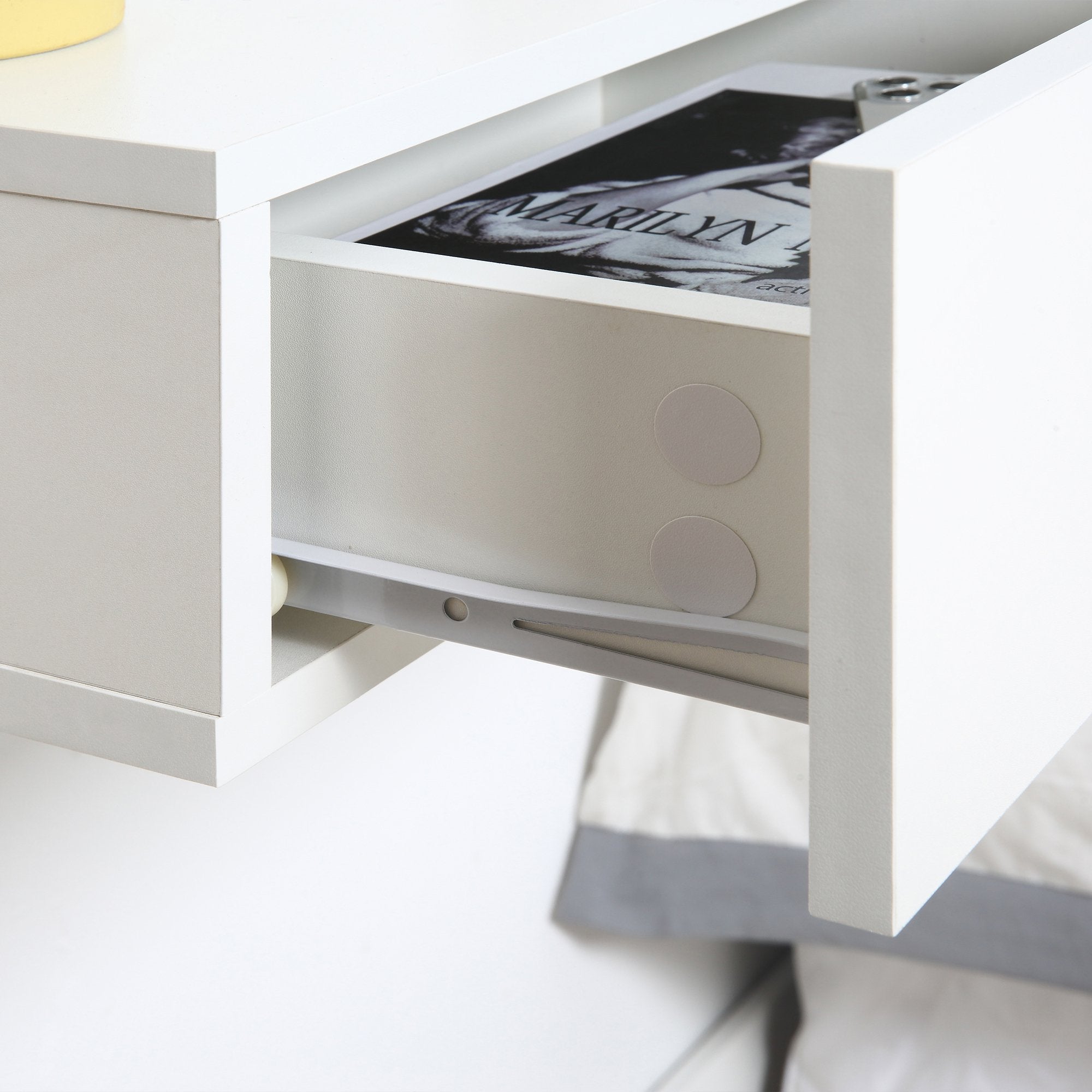 Easycomfort Set 2 Comodini Sospesi in Legno, Design Moderno, 40x30x15cm - Bianco