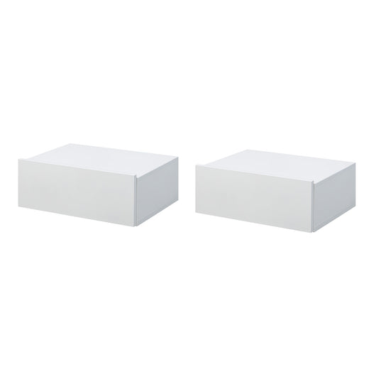 Easycomfort Set 2 Comodini Sospesi in Legno, Design Moderno, 40x30x15cm - Bianco