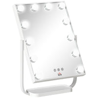 EasyComfort Specchio Trucco Illuminato Inclinabile con 12 Luci LED e Luminosità Regolabile, 32.8Lx11x47.4cm