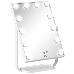 EasyComfort Specchio Trucco Illuminato Inclinabile con 12 Luci LED e Luminosità Regolabile, 32.8Lx11x47.4cm