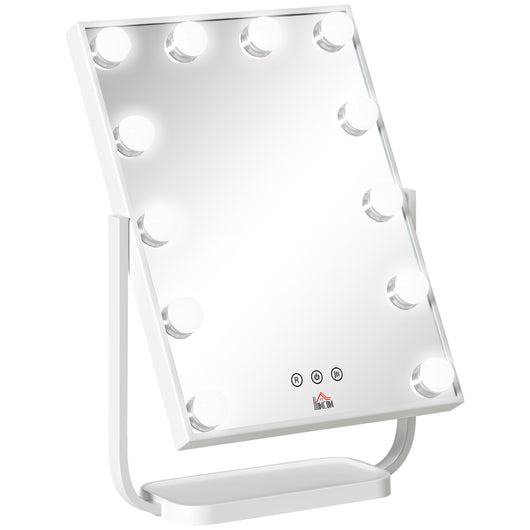 EasyComfort Specchio Trucco Illuminato Inclinabile con 12 Luci LED e Luminosità Regolabile, 32.8Lx11x47.4cm