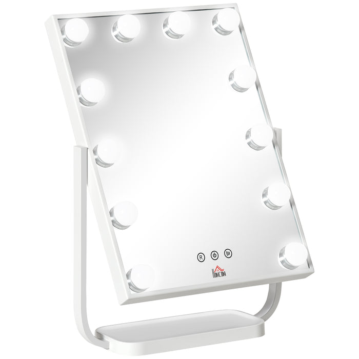EasyComfort Specchio Trucco Illuminato Inclinabile con 12 Luci LED e Luminosità Regolabile, 32.8Lx11x47.4cm