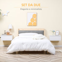 EASYCOMFORT  Comodino Set 2 Pezzi con Cassetto e Design Sospeso in Truciolato e MDF, 49x38x23 cm, Bianco