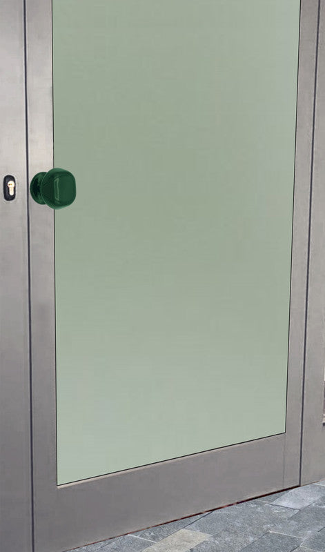 Maniglia su rosetta tonda SAGUATTI  831/60SQ in alluminio verde lucido