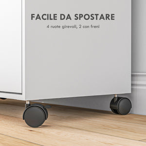 Easycomfort Mobile Asse da Stiro con Piano d'Appoggio, 3 Ripiani a Cubo e Guida, 107x42.5x99cm, Bianco