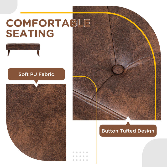 Easycomfort Panca Fondoletto e da Ingresso Imbottita con Rivestimento in PU, 114x38x42cm, Marrone