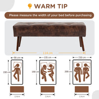 Easycomfort Panca Fondoletto e da Ingresso Imbottita con Rivestimento in PU, 114x38x42cm, Marrone