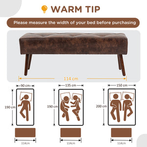 Easycomfort Panca Fondoletto e da Ingresso Imbottita con Rivestimento in PU, 114x38x42cm, Marrone