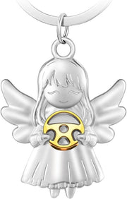 Angelo fortunato con volante, angelo protettore, chiave d'accesso, patente, regalo, tuo angelo protettore, viaggia con te molta fortuna, oro, 4,5 cm