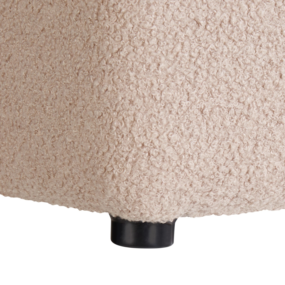 Sgabello Beige Boucle Rivestito 38 x 38 cm Seduta quadrata Motivo Chevron