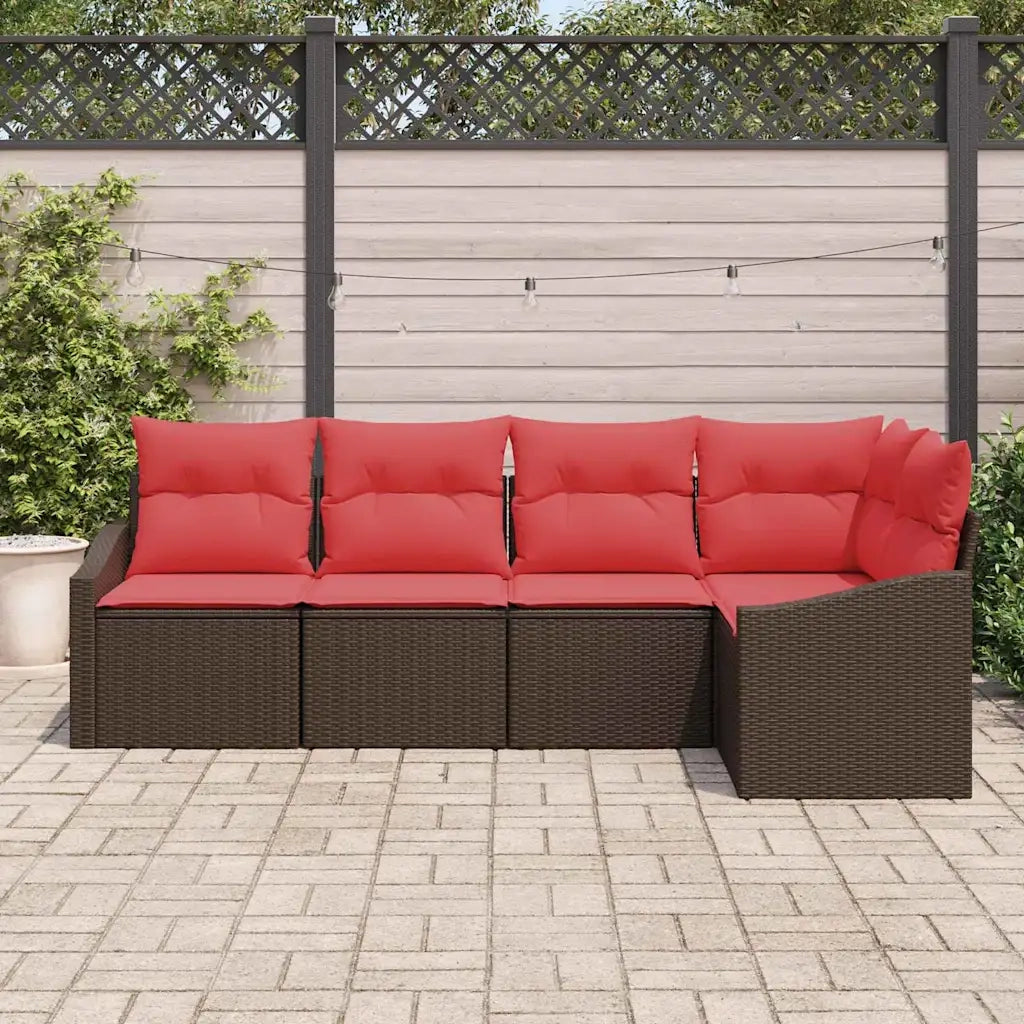 Set di divani 5 pz Marrone polyrattan 3346724