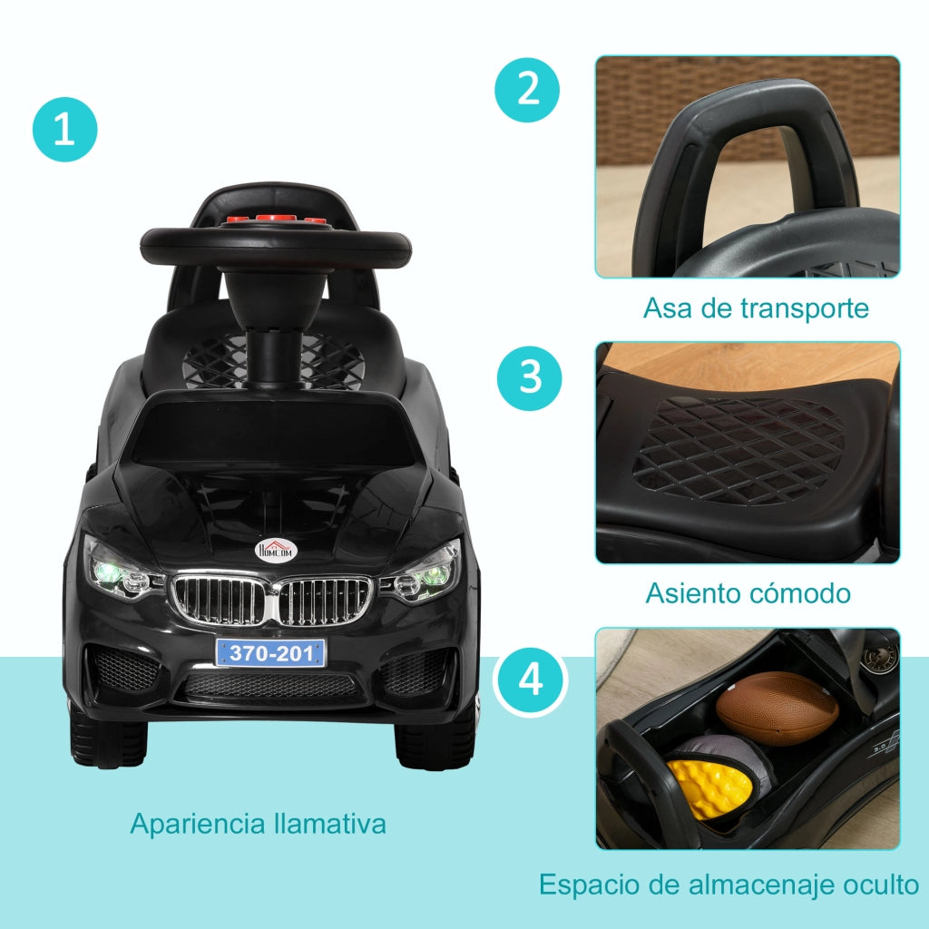 Coche Correpasillos Bambini con Musica e Cassetto ¨C Zephmum ¨C Nero